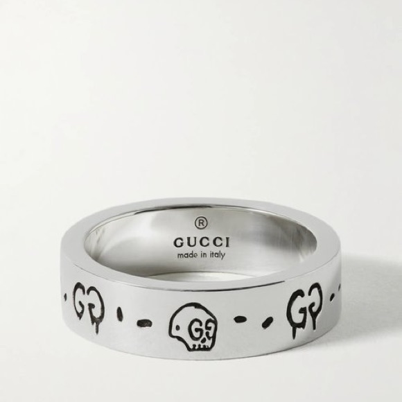 Gucci Logo Engraved And Ghost Sliver Ring Gucci Logo Engraved And Ghost Sliver Ring